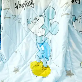 Disney mickey mouse prešite bedspread za otrok fant 3d cartoon natisnjeni posteljno perilo, posteljnina vrtec poletje šivanje odejo modra