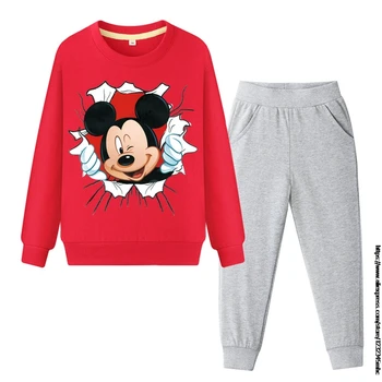 Disney Mickey Mouse Rokav Otroci 2Pcs Nastavite Dekleta Vrhovi Fantje Božič Oblačila, Casual Otrok Otrok Otrok Majica Oblačilo