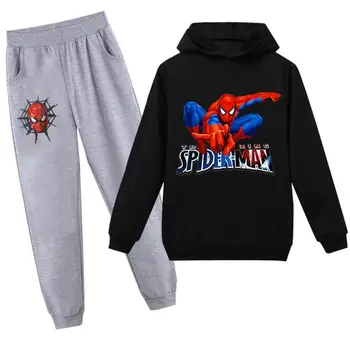 Disney Pomlad Otroci Spiderman Oblačila 2Pcs Hoodies Nastavite Jeseni Fantje Dekleta Modni Bombaž Hoodies Sopihanje Priložnostne Tek bo Ustrezala
