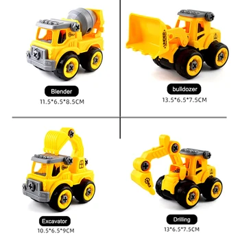 DIY Inženiring Avtomobile Mini Diecast Plastičnih Gradbeništvo Vozila Kopač Model Igrače za ChildrenBoys Darilo