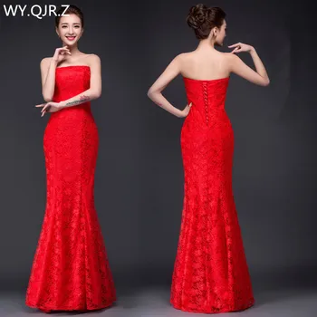 DM-2670H#pomlad poletje 2019 nove Obleke dolgo fishtail seksi slim nevesta poročni obleki čipke Rdeče Debelo ženske oblačila poceni