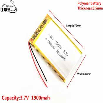Dobro Qulity 3,7 V,1900mAH 554270 Litrski energije Polimer baterijo litij-ionska / Litij-ionska baterija za tablični računalnik BANKE,GPS,mp3,mp4