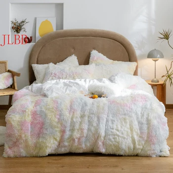 Dolgo Mink lase, posteljnina nabor dolge lase +kašmir runo rjuhe kritje nastavite zgostitev toplo posteljno perilo set (brez polnjenja) sladko roza postelji set