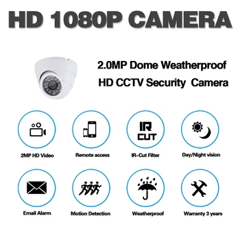Dom Notranja zunanja Bela Kupola kamere IR-CUT 2.0 MP 1080P AHD Fotoaparat Night Vision AHD-H CCTV Kamere za domov nadzor sistema