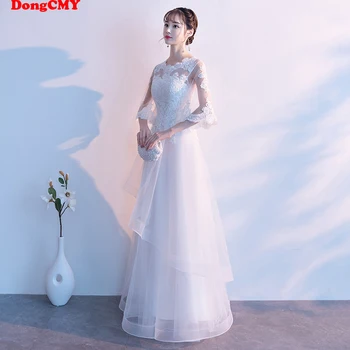 DongCMY Nove Bele Barve Dolgo Družico Obleke Nevesta Čipke Plus Velikost Obleke Za Poročne