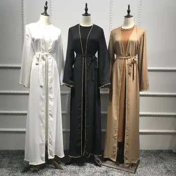 Dubaj Muslimanskih Beading Abaya Obleka Ženske Čipke-up Dolgo Haljo Jubah Islam turški Caftan Arabskih Etničnih Islamska Oblačila Maxi Obleke