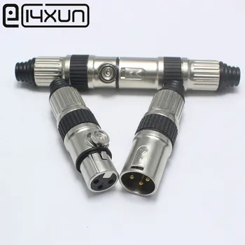 EClyxun 1Pair=2pcs XLR 3 Pin Priključek za Mikrofon Spojnik za Zvok pozlačeni Pin Moški Ženski Plug Jack Black