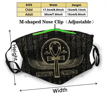 Egipčanski Križ - Ankh - Zlati In Črni Tisk Večkratno Uporabo Maske Pm2.5 Filter Za Masko Otroci Egipčanski Križ Ankh Crux Ansata