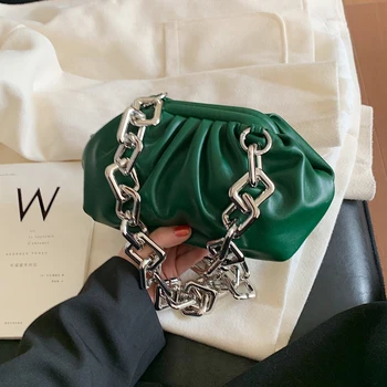 Elegantni Ženski Mehko Crossbody Vrečko 2020 Nove Kakovosti Usnja Ženske Oblikovalec Torbico Vintage Kovinske Verige Ramenski Messenger Bag