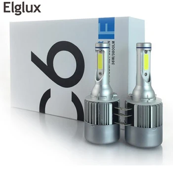 Elglux H15 COB 72W 7600Lm Brezžični C6 LED Žarometi za Meglo Lučka Auto Žaromet Vožnje Žarnica Avto Izvor Svetlobe