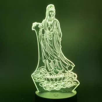 En Kos 3D Lučka Spalnica Touch Senzor Arya Avalokiteshvara Budizem Barva Spreminja, Dekoracijo Led Nočna Lučka Lučka za Malčke