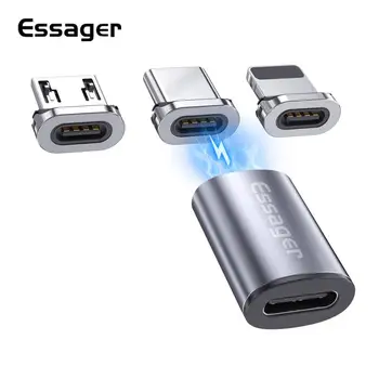 Essager USB Tip C Magnetno Adapter Za iPhone, Samsung USB C Ženski Mikro USB Moški Magnet USB-C Tip-C Pretvornik usb otg c