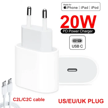 EU/ZDA Plug PD USB Polnilnik za Mobilni Telefon, Polnilec Za iPhone X/11/12/Xiaomi 20W USB Tip C Polnilnik