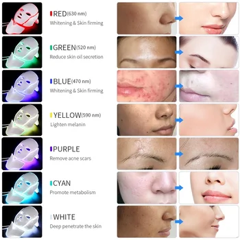 Foreverlily 7 Barv Led Nega Obraza Maska Led Korejski Foton Terapija Obraza Masko Pralni Terapija S Svetlobo Akne Masko Vratu Lepoto Led Masko