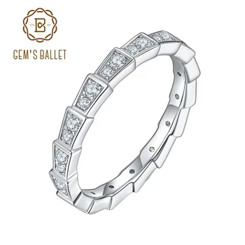 GEM JE BALET 925 Sterling Srebro Moissanite Diamond Prst Večnost Obroči za Ženske Poročni prstan Posla Izjava Nakit