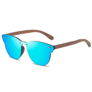 GM Polarizirana Rimless Oreh Lesen Okvir sončna Očala Moški Ženske Bambusa Ogledalo Ravno Objektiv Vožnje UV400 Očala