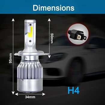 H4 H11 H7 LED Smerniki Žarnice Kit High Low Žarek Luči za Meglo Glavnik 6000K bela 72W 8000LM COB Žarnice, Diode, Avtomobilizem Deli Lučka