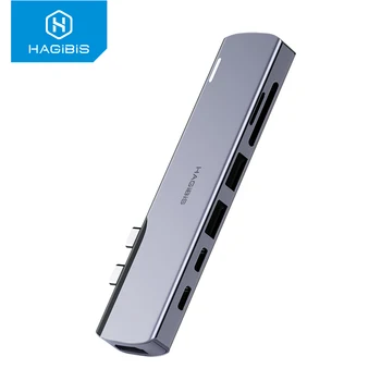 Hagibis Dvojno USB-C VOZLIŠČE Tipa C do 4K HDMI-združljive pomnilniške kartice SD/TF Card Reader strele 3 PD USB 3.0 HUB adapter za MacBook Pro Air