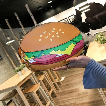 Hamburger Krompirček Kokice Crossbody Vrečke Torbici Ženske Znanih blagovnih Znamk Verigi Rame Moda 3D Tiskanih Usnje Vreča Lady Torbice