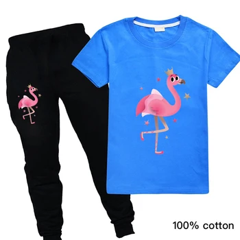 Harajuku Otroci, Oblačila, Flamingo Tiskanja Dekle T Majico in Črne Hlače za Fante 3 Do 14 Let Srčkan Priložnostno Dekleta Boutique Obleke