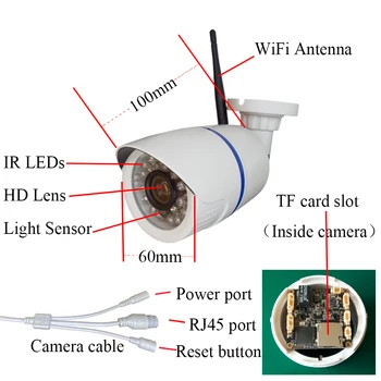 HD 2MP 1080P Avdio Brezžična IP Kamera, WiFi Onvif P2P CCTV Kamere za Nadzor Varnosti Bullet IR Nočno Vizijo Vodoodporni Fotoaparat