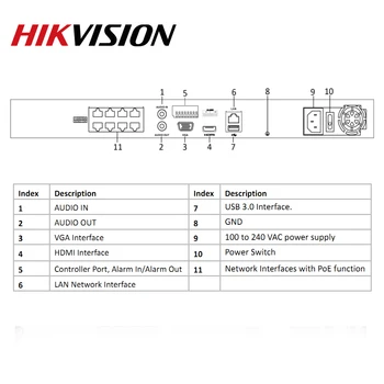 Hikvision Original 8CH 12MP 8POE NVR DS-7608NI-I2/8P za POE Fotoaparat Max 2SATA Omrežja, Video Snemalnik Plug & Play Podpora dual-os
