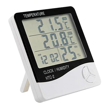 HTC-2 Digitalni LCD/Out Temperatura Vlažnost Merilnik Termometer, Higrometer Budilka 1m Zunanje Sonde