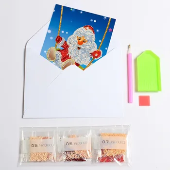 HUACAN Božični Kartice Diamond Slikarstvo Santa Claus 5D DIY Diamond Vezenje Mozaik Kompleti Pes Razglednice Razglednice