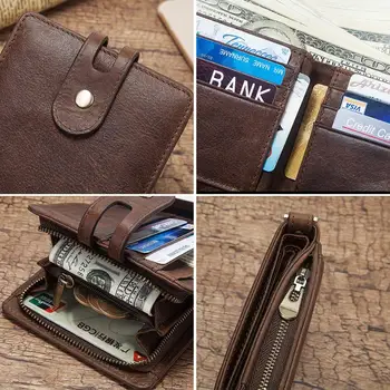 HUMERPAUL pravega usnja RFID letnik moške denarnice z kovanca pocket Kratek hasp zadrgo torbica znamke z imetniki kartic, top kvaliteta
