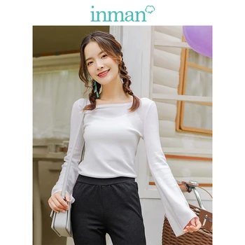 INMAN O-vratu korejski Moda Priložnostne Slim Flare Rokav Bela Ženske Puloverju