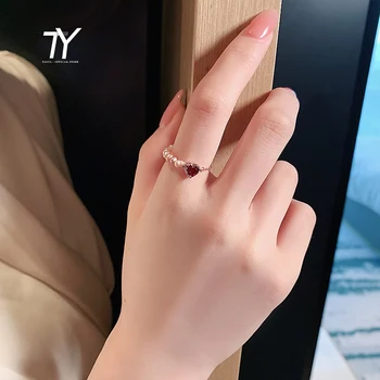 Izvlecite rdeče breskve srce baročni biser obroč 2020 nov prstan seksi ženska prst nakit modni Božično darilo stranka elegantno obroč