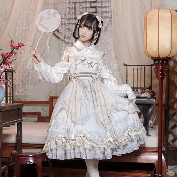 Japonski retro palace Lolita jsk trak obleko luksuzni Princesa obleko Stroškov sladko Loli tea party čipke Vestidos