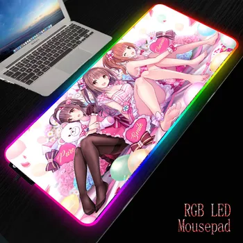 Japonskih Risank Anime Dekle Mousepad RGB LED Mousepad XL Veliko Mizo Mat Računalniška Tipkovnica se Igrajo Mat Mause Preprogo Gaming Mouse Pad