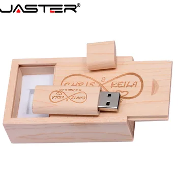 JASTER Leseni USB + box USB flash drive pero voznik pendrive 4GB 8GB 16GB 32GB pomnilniško kartico USB creativo osebni LOGOTIP na debelo