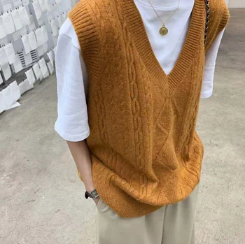Jesen / zima 2019 korejski volne pletene telovnik žensk ohlapen Pulover Pulover ženske telovnik waistcoat pulover majice