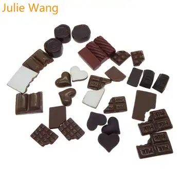 Julie Wang 30PCS Mešani Smolo Mleka Srce Čokolada Kruh Hrana Chrysoprase Sluzi Čar Telefon Dekoracijo Nakit, Izdelava Dodatne opreme