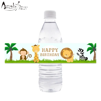 Jungle Safari Steklenico Vode Oznaka Džungle Steklenico Vode Ovijalnike Otroci Rojstni Dan Dobave Dekoracijo Jungle Živali Baby Tuš