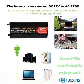 JUXING 6000W Avto Power Inverter DC12V/24V/48V/60V na AC 220V Pretvornik Z Zaslona Uporabo za Vozila/ Tovornjak/ Čoln Pure Sine Wave