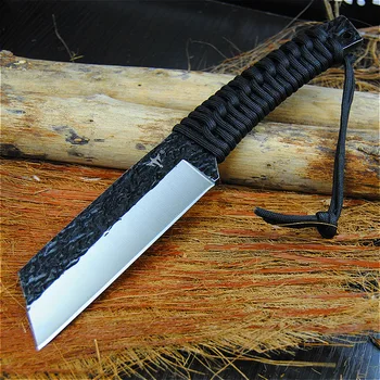 KA09 visoko trdoto kovani 440C kuhinjski nož za kampiranje naravnost nož z padalec vrv preživetje taktično nož CS nevihte nož
