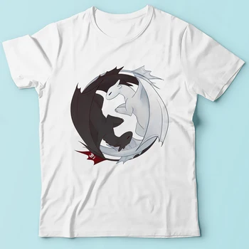 Kako Train Your Dragon smešno anime tshirt moški poletje nova bela športna majica brez zob in Svetlobe Fury t-majice