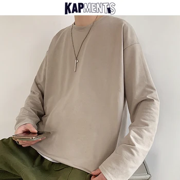 KAPMENTS Prevelik Trdna 12 Barv Pulover s Kapuco Za Moške 2020 Mens Ulične Harajuku Sweatshirts Dolg Rokav korejski Oblačila