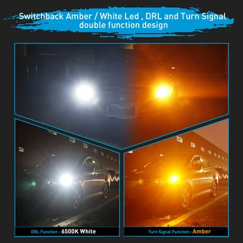 Katur 2PCS LED T20 7443 Switchback Vključite Opozorilne Luči Bele&Rumena Dvojni Barvni Led DRL Vožnje Teče Svetlobe DC12 P21/5W T25 3157