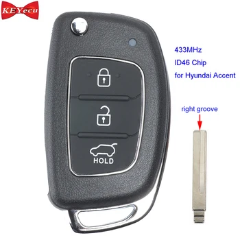 KEYECU za Hyundai Accent 2016 Daljinski Ključ Fob 433MHz ID46 Čip