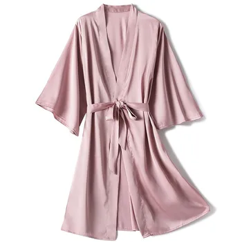 Kimono Obleke kopalni plašč Ženski 2PCS Haljo Nastavite Saten Sleepwear Priložnostne Nightgown Poročne Poročno Darilo Seksi More Intimno Perilo