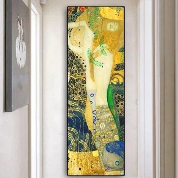 Klasična Umetnik Gustav klimt, ki jih poljub Povzetek Oljna slika na Platnu Plakatov in Fotografij Cuadros Wall Art Slike Za dnevno Sobo