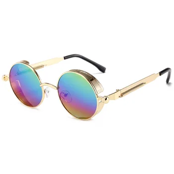 Kovinski Krog Steampunk sončna Očala Moški Ženske Modni Očala blagovne Znamke Oblikovalec Retro Okvir Vintage sončna Očala Visoke Kakovosti UV400