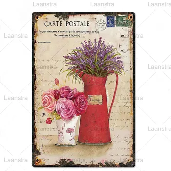Kovinski Tin Prijavite Cvetlični Aranžma Cvet Art Znaki Elegantno Plakat Wall Art Dekor Za Dom, Soba Flowershop Klubu Cafe Železna Ploščica
