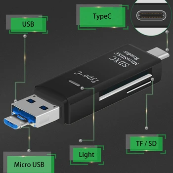 Kuman 2.0 OTG Card Reader USB MicroUSB TypeC Vmesnik z Micro SD TF SD spominsko Kartico Flash spominskih Kartic za Telefon Y210
