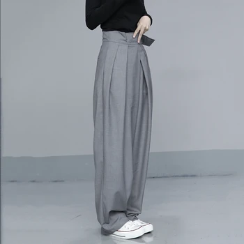 LANMREM moda 2021 jeseni kul street nositi svoboden hujšanje velikosti visoko pasu hlače vzročno Širok Noge Hlače za ženske 2A272
