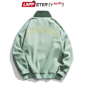 LAPPSTER-Mladi Harajuku Mozaik Turtleneck Hoodies 2020 Puloverju Mens Barvo korejski Runo Sweatshirts Ulične Oblačila